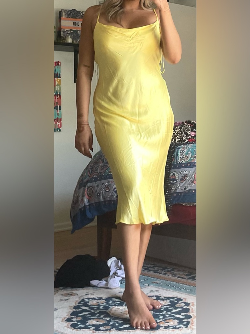 Socialite Yellow Satin Slip Maxi Dress